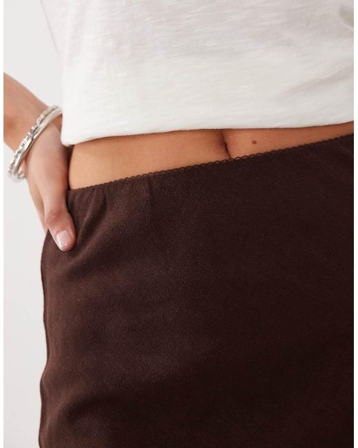 ASOS Brown Linen Bias Midaxi Skirt