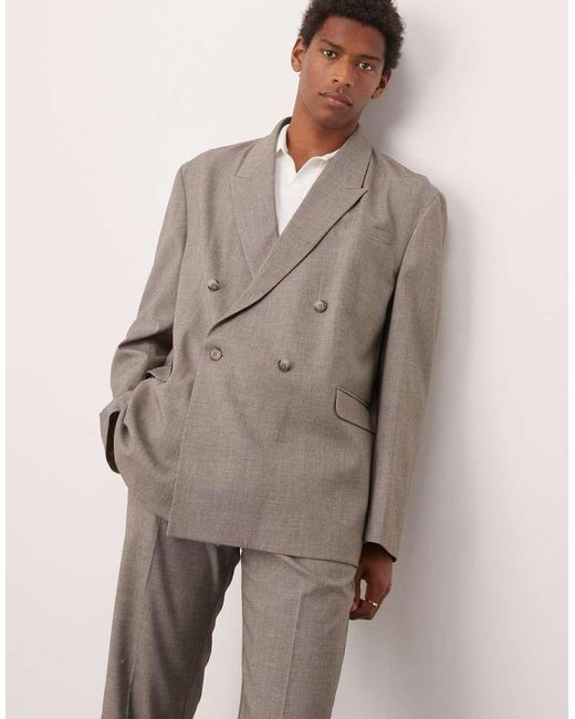 ASOS Natural Double Breasted Slouchy Oversized Suit Jacket for men