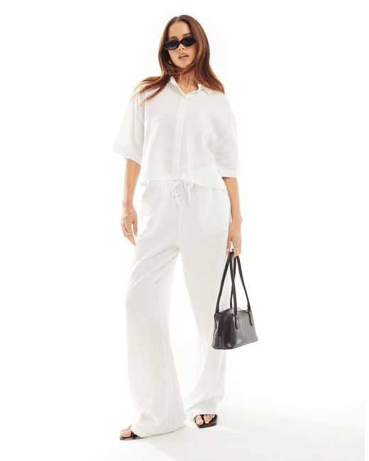 Vero Moda White Linen Boxy Short Sleeved Shirt Co-ord