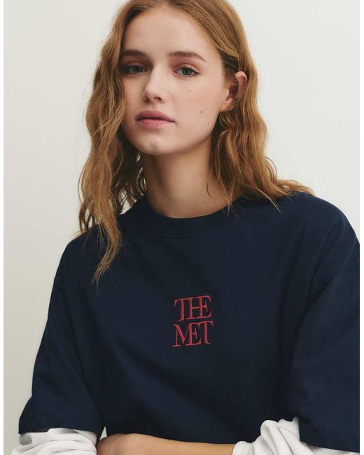 Pull&Bear The Met Blue T-shirt