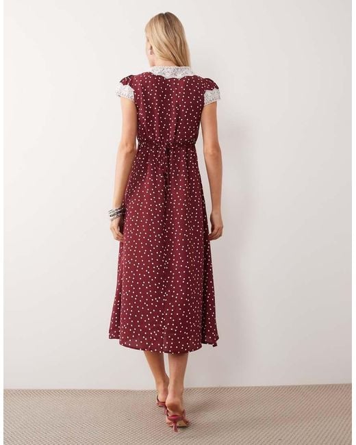 New Look Pink Lace Trim Midi Dress