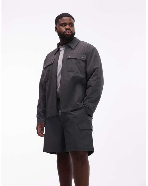 ASOS Gray Motionmax Four Way Stretch Co-Ord Shorter Length Cargo Shorts for men