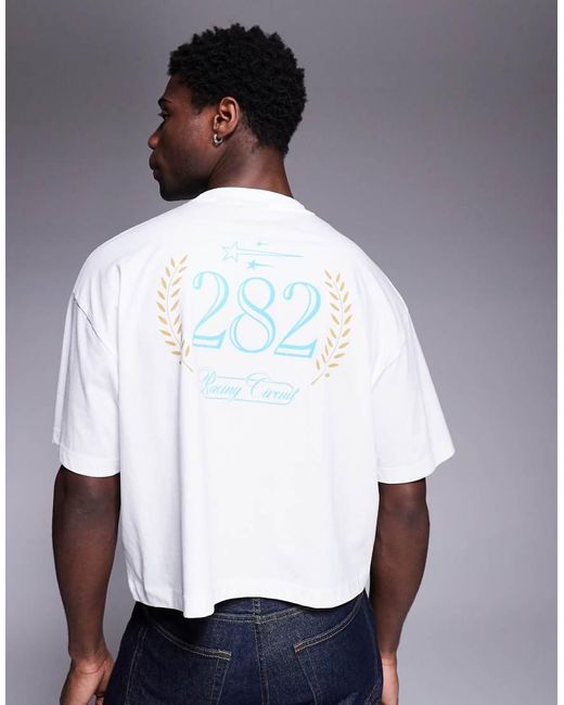 ASOS White Cropped Oversized T-shirt With Sport Graphic for men