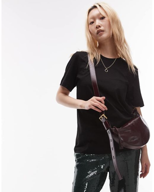 AllSaints Gray Half Moon Leather Crossbody Bag