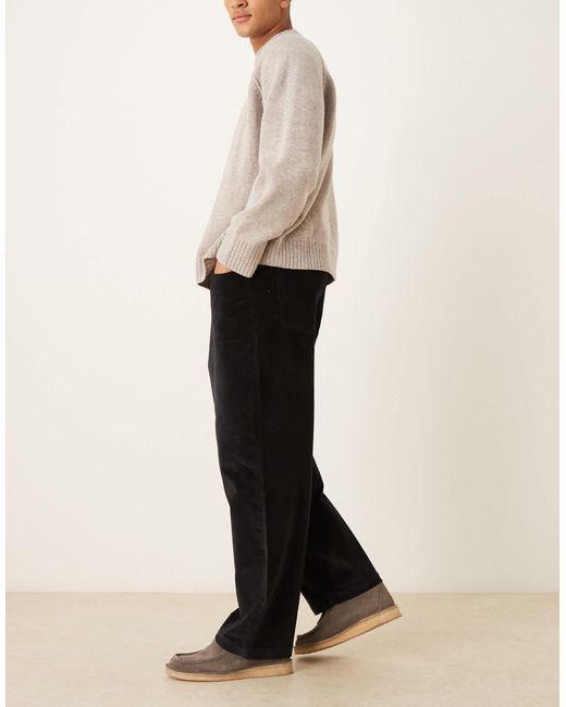 Pantalon droit ample en velours côtelé ASOS pour homme en coloris Black