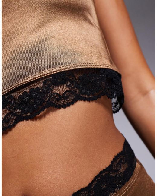 ASOS Brown – kurz geschnittenes oberteil aus stretch-satin