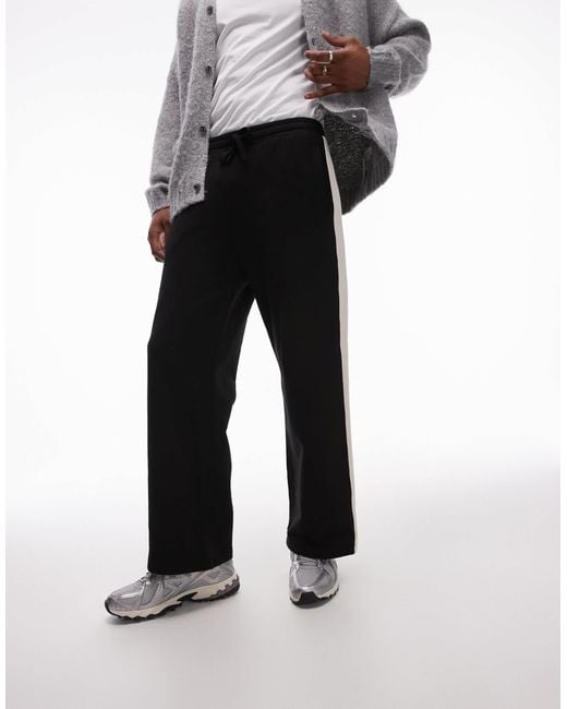 Topman White baggy Leg Trackies With Contrast Side Stripe for men