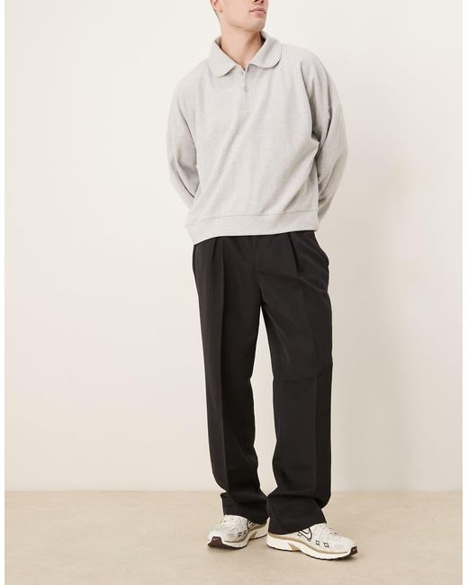 Pantaloni A Fondo Ampio Eleganti Con Piega Invertita Sul Davanti Con Elastico di ASOS in Black da Uomo