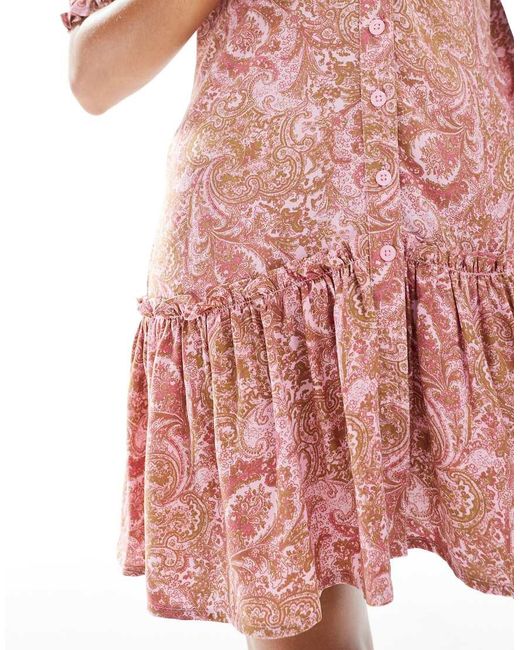 Miss Selfridge Aangerimpelde Gesponnen Jurk Met Print in het Red