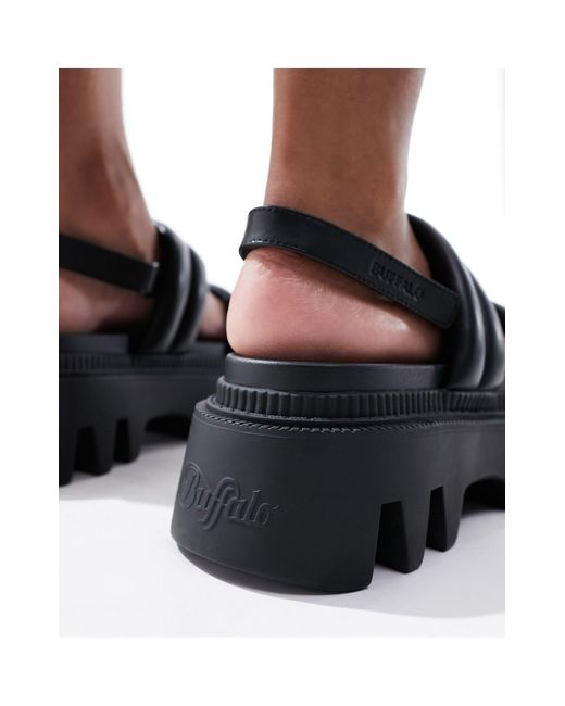 Buffalo Black – flora ts quilt – gesteppte, flache sandalen