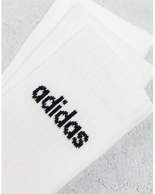 Adidas Originals Gray Adidas Training 3-Pack Linear Logo Crew Socks