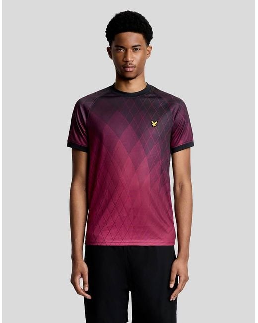 Lyle & Scott Purple Ss T-Shirts Geometric Printed Padel T-Shirt for men