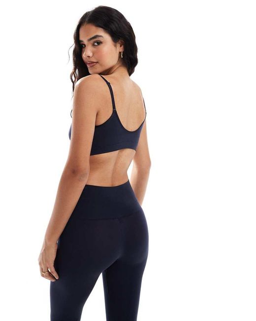 Vero Moda Blue Seamless Deep V Bra Top