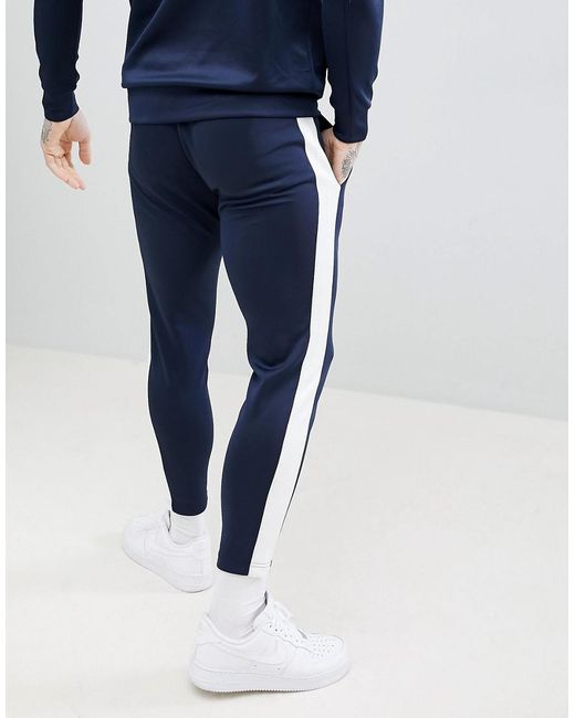 SIKSILK Cropped jogger In Navy With 