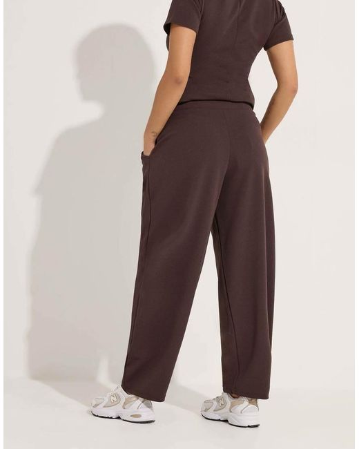 PixieGirl Brown Petite Jersey Pleated Barrel Trousers