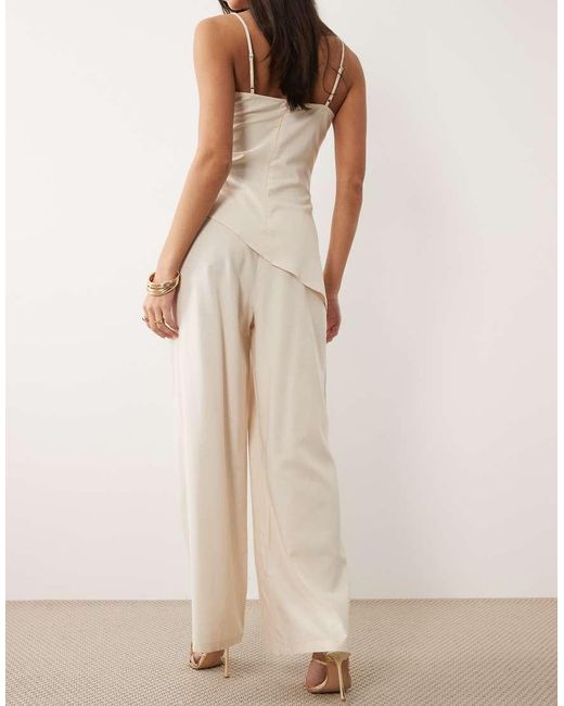 Kaiia Natural Exclusive Linen Blend Wide Leg Trousers Co-ord
