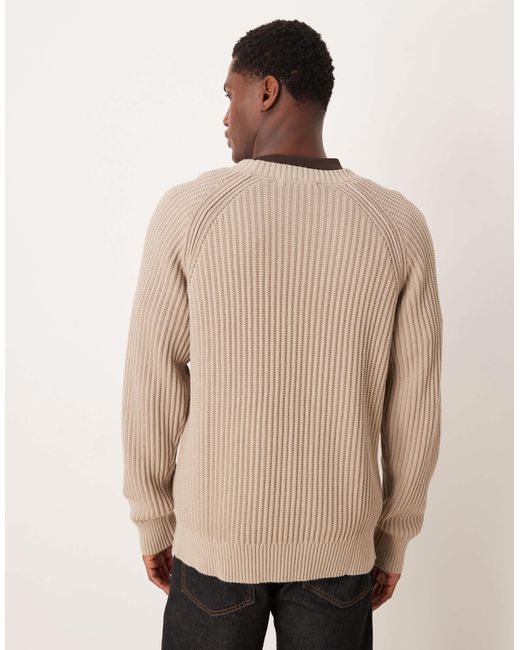 Pull côtelé à manches raglan - beige SELECTED pour homme en coloris Natural