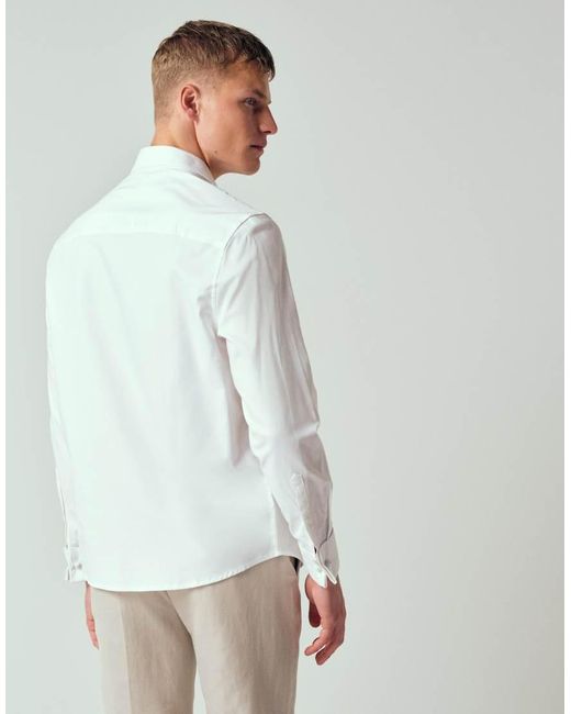 ASOS Natural Formal Easy Iron Twill Regular Shirt With Double Cuff for men