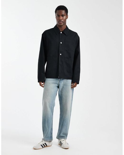 ASOS Black Oversized Worker Jacket for men