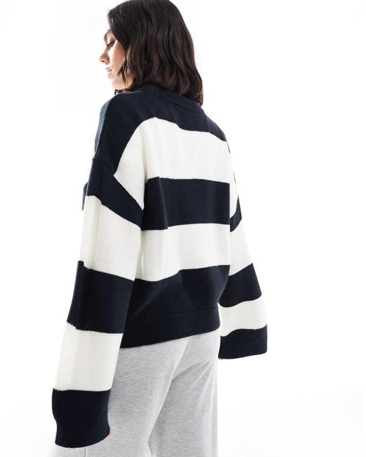 ASOS Blue Fluffy Wide Sleeve Knitted Jumper