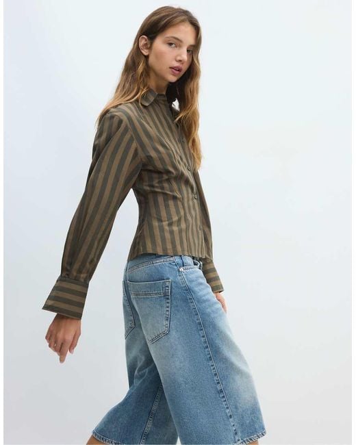 Stradivarius Blue Striped Shirt