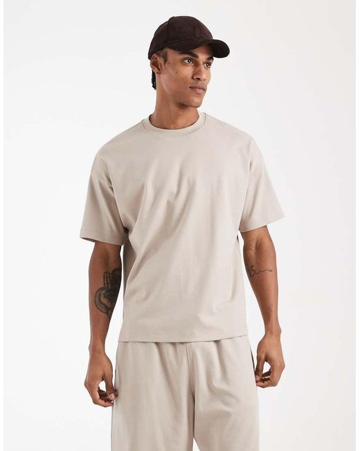 New Look Natural Oversized Boxy T-Shirt Co-Ord for men
