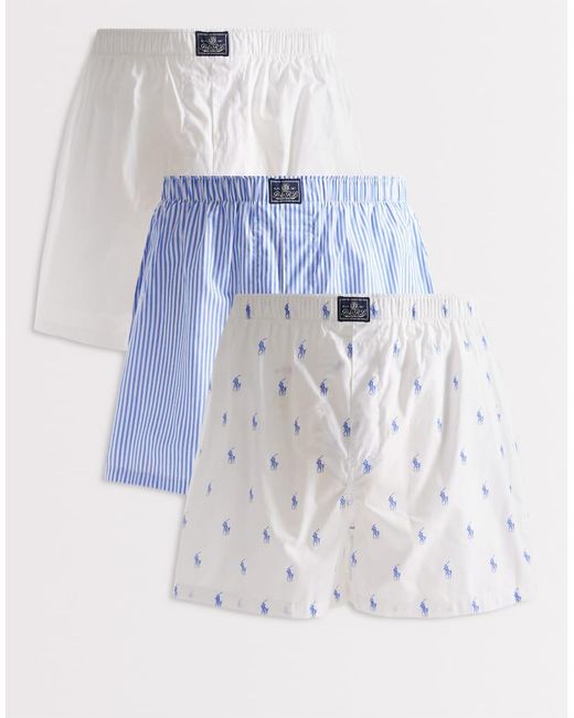Polo Ralph Lauren White 3 Pack Woven Boxer Shorts for men