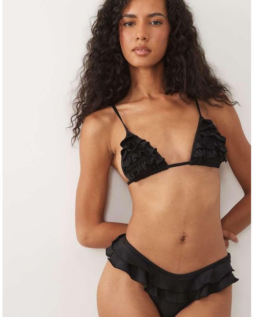 ASOS Brown Kiki Frill Triangle Bikini Top
