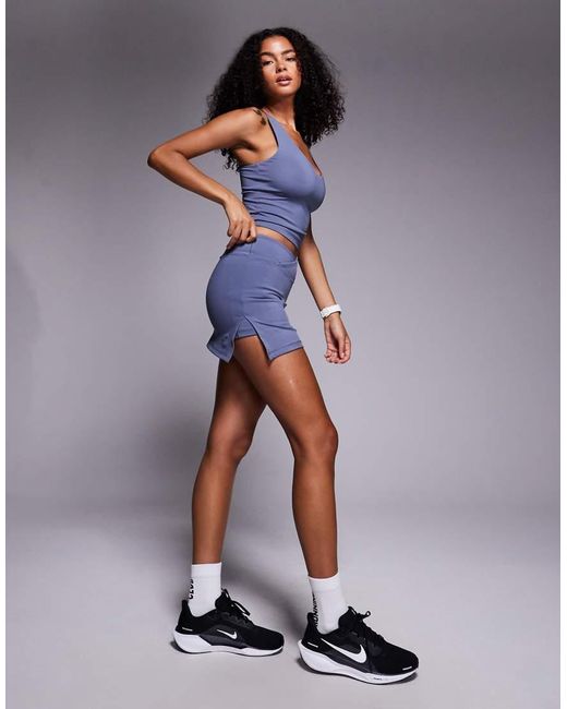 4505 Blue Wrap Waist Tennis Skirt With Under Short And Phone Pocket
