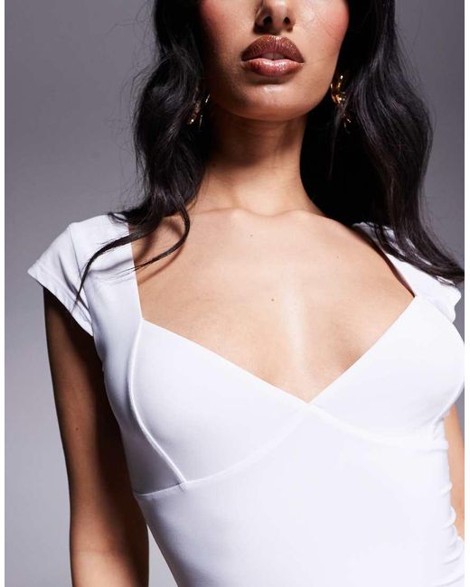 Fashionkilla Purple Double Sculpted Slinky Sweetheart Neckline Open Back Bodycon Maxi Dress
