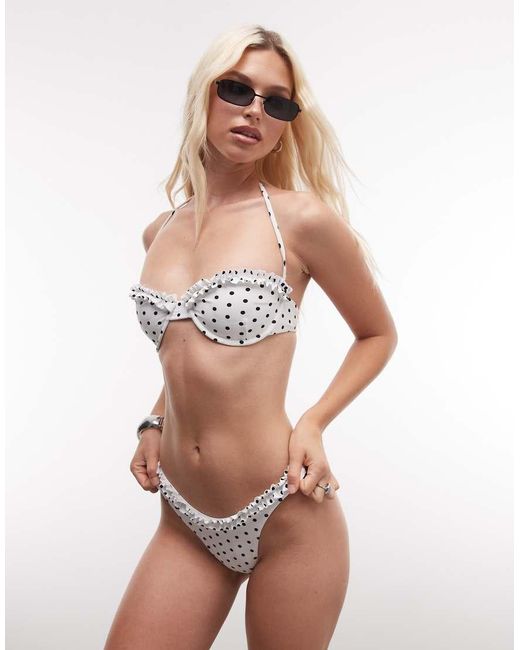 VDM The Label Brown Reversible High Leg Bikini Bottom With Frill Edge
