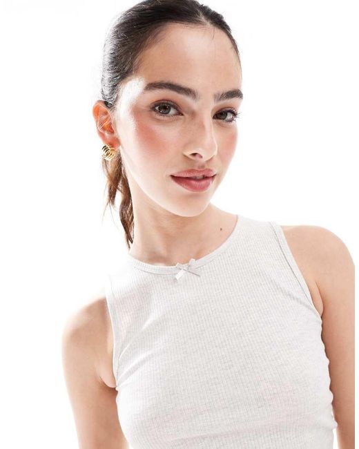 Cotton On White Rib Ruffle Cami Sleep Top