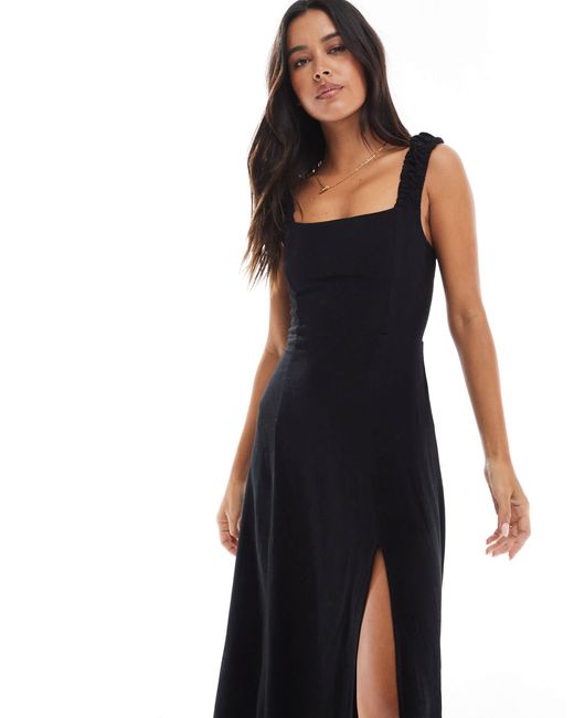 Stradivarius Blue – midi-milchmädchenkleid