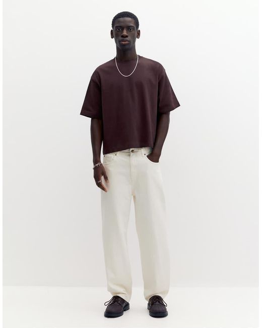 Pull&Bear Purple Boxy Oversized Short Sleeve T-Shirt for men