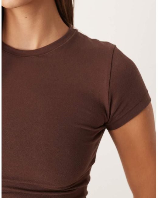 agon® Brown Short Sleeve Crew Neck Bodysuit