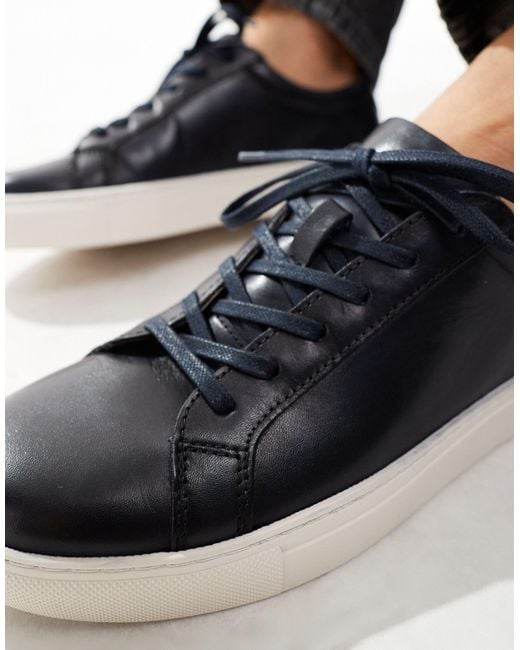 River Island Black Leather Trainers for men