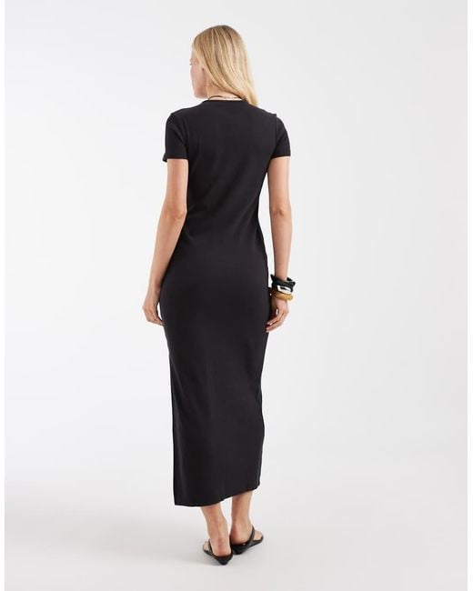 & Other Stories Black Jersey Maxi Dress
