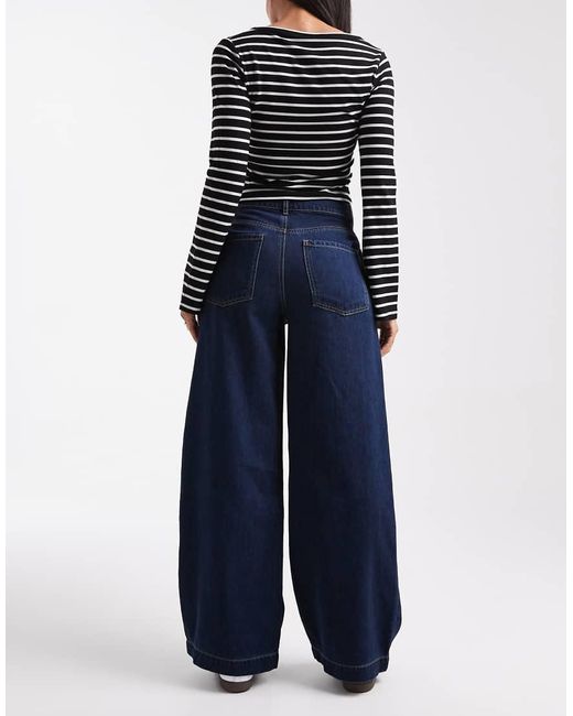 ONLY Blue Mid Waist Extra Wide Leg Jeans