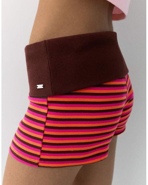 Pull&Bear Brown Striped Shorts