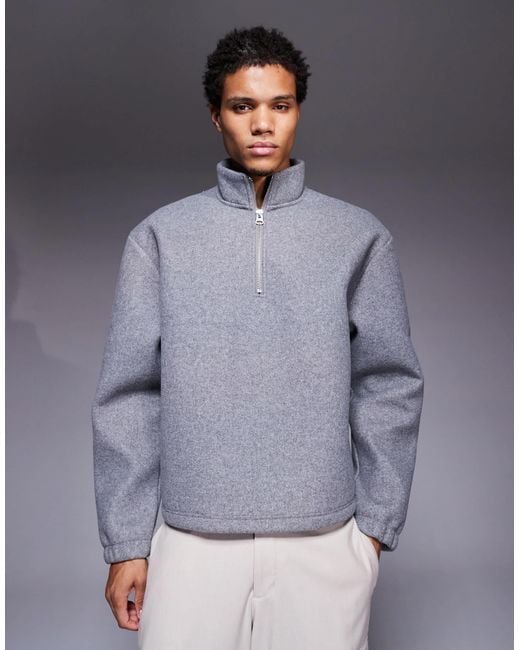 ASOS – kastiges relaxed-fit-sweatshirt aus filz in Gray für Herren