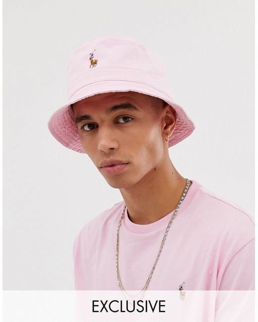 Polo Ralph Lauren Pink Exclusive To Asos Multi Player Logo Bucket Hat for men