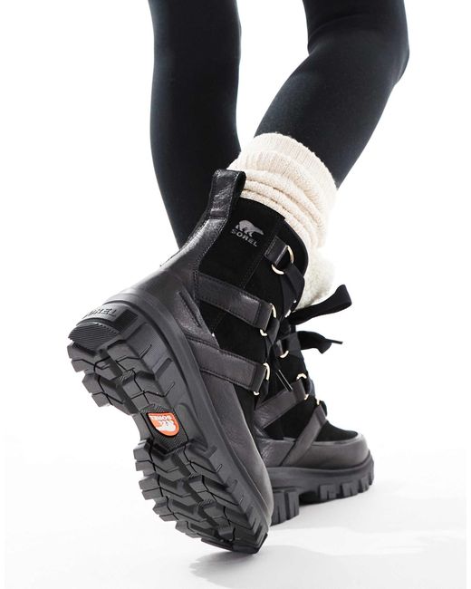 Sorel Black – torino v resort – wasserdichte schneestiefel aus leder