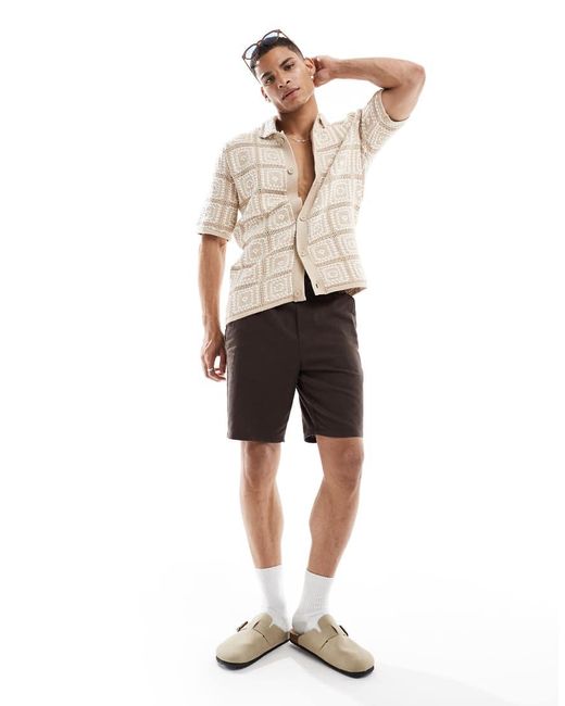 Only & Sons Natural Crochet Relaxed Fit Shirt for men