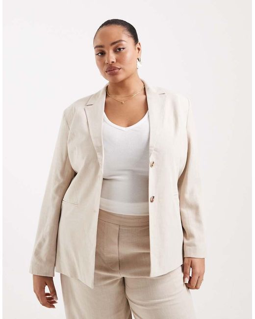 Pieces Plus Natural Pieces Curve Linen Touch Tailored Blazer