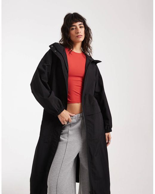 ASOS Black Longline Tech Rain Coat