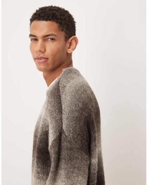 SELECTED Brown Oversized Ombre Wool Blend Jumper for men