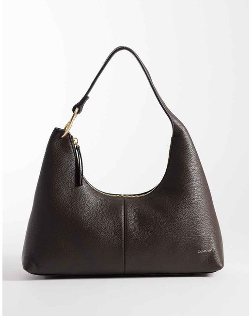 Calvin Klein Black Slouchy Leather Shoulder Bag