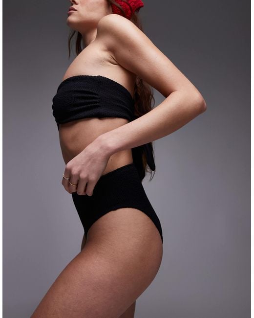 TOPSHOP Black Thailand High Waist Bikini Bottoms