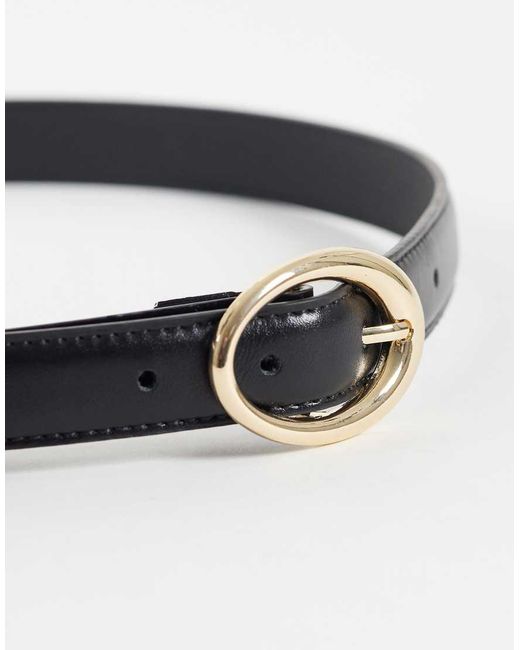 Mango Smalle Riem Van Imitatieleer Met Ovale Gesp in het Gray