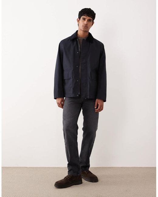 ARKET Blue Waxed Cotton Jacket With Contrast Cord Collar for men